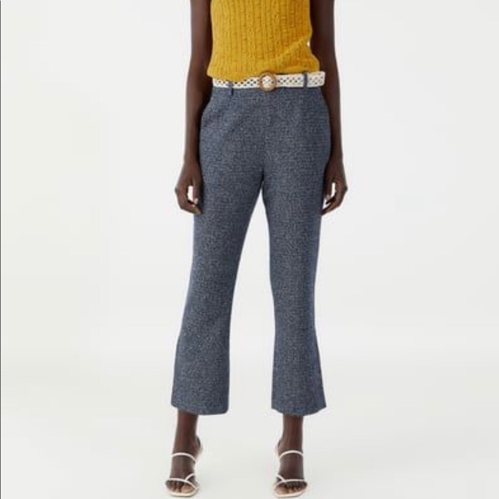 Tweed Zara structured pant w/ belt. Navy L
